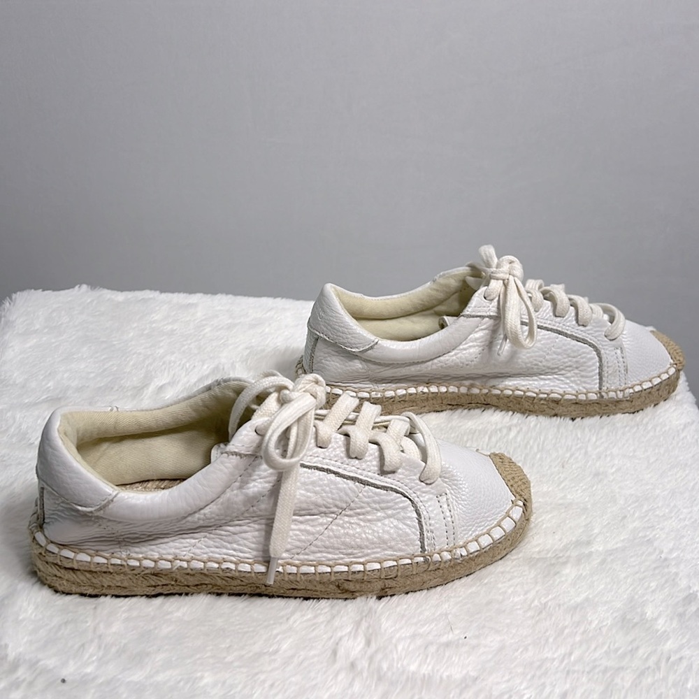 Soludos Sneakerdrille Lace Up Espadrille Leather Sneaker size 6 White - Picture 8 of 8